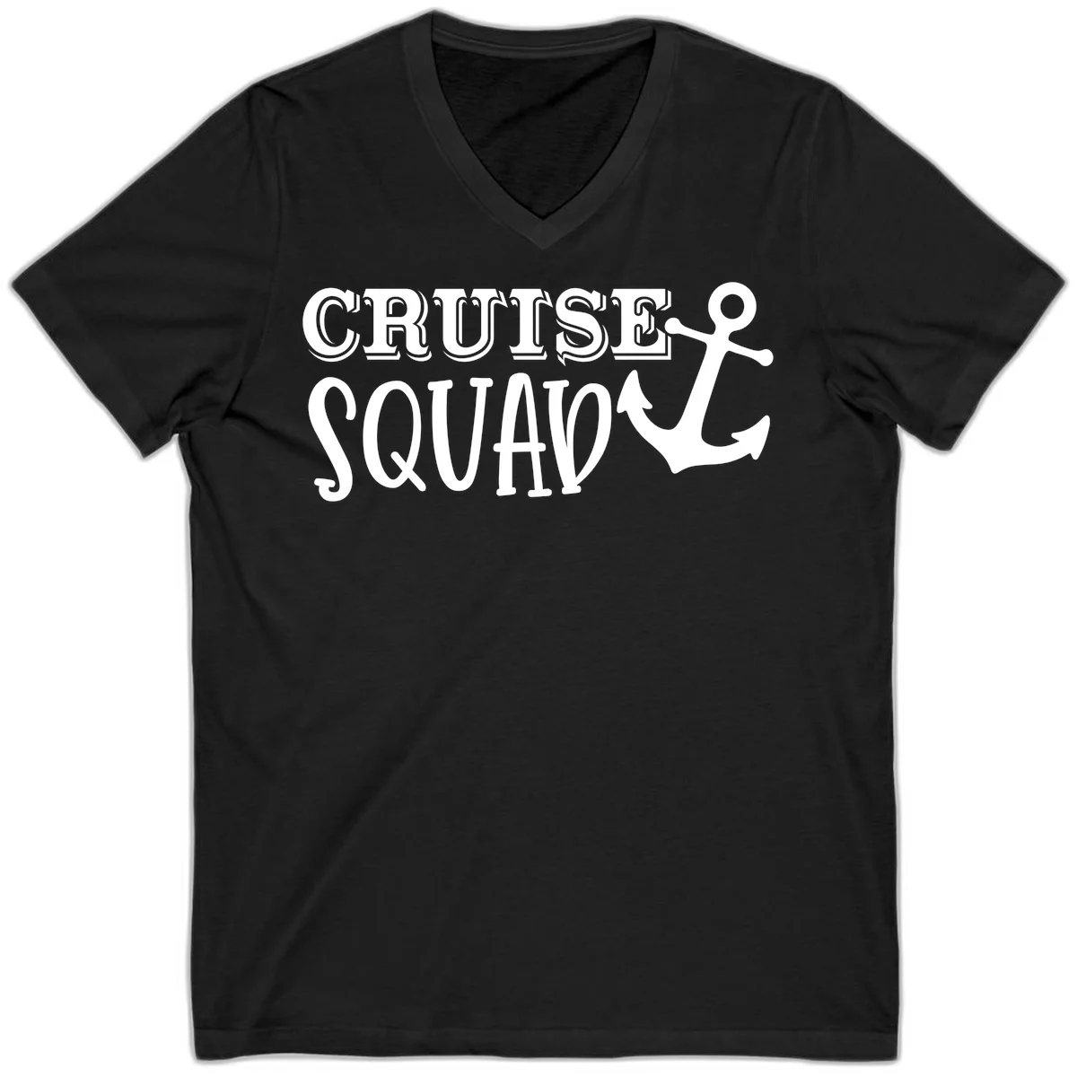 Cruise Squad Anchor V-Neck T-Shirt in Black