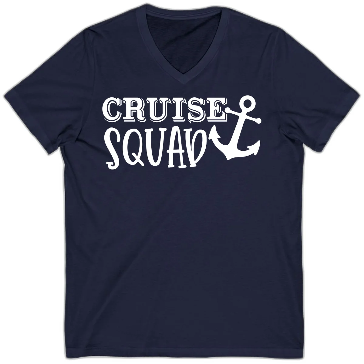 Cruise Squad Anchor V-Neck T-Shirt in Navy
