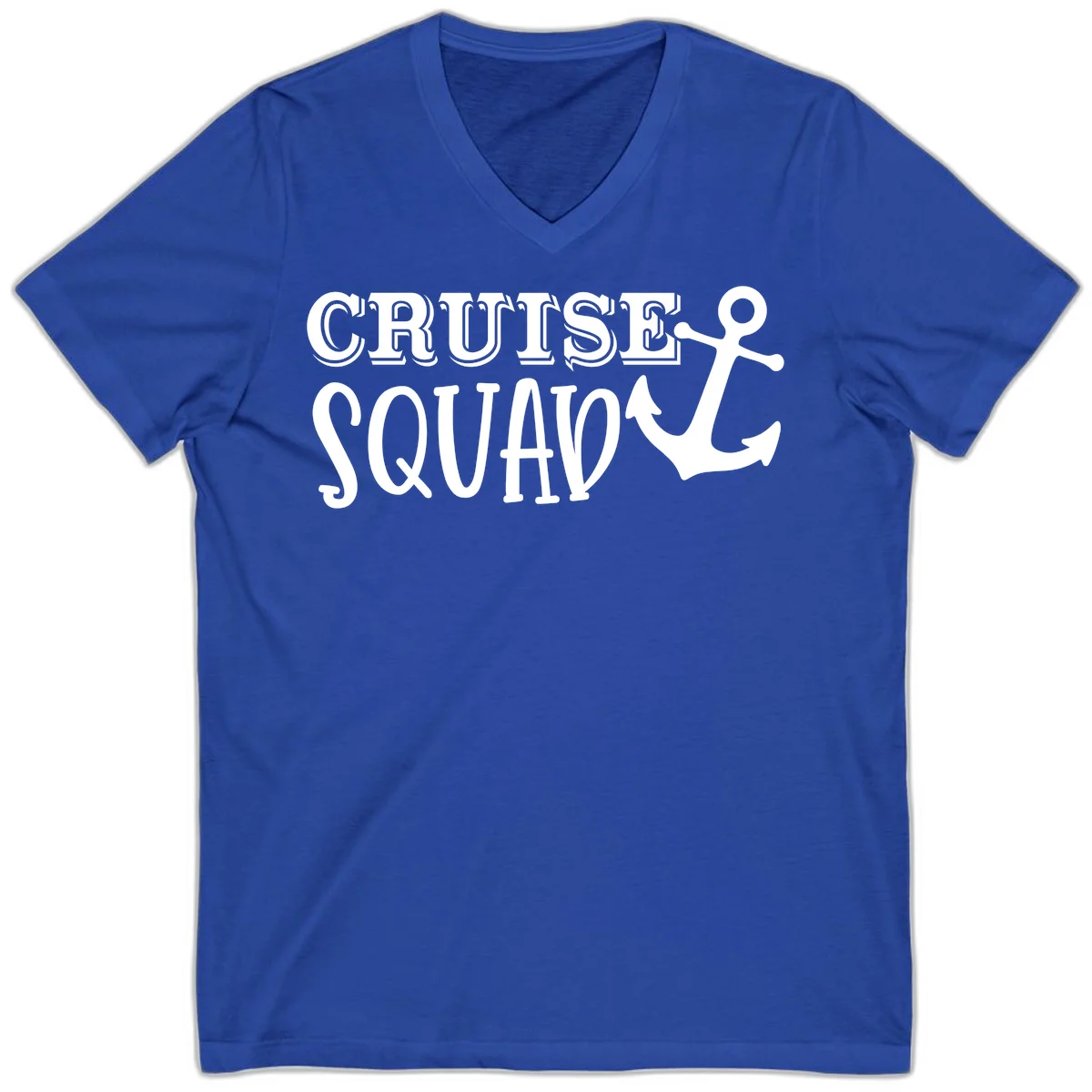 Cruise Squad Anchor V-Neck T-Shirt in True Royal