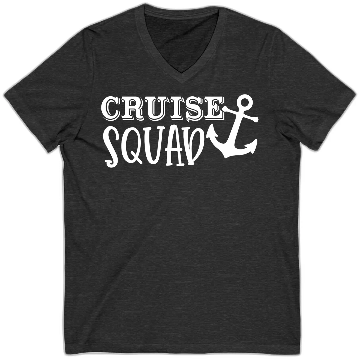 Cruise Squad Anchor V-Neck T-Shirt in Dark Grey Heather