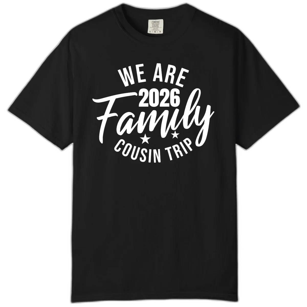 We Are 2026 Family Cousin Trip Comfort Colors Tee in Black