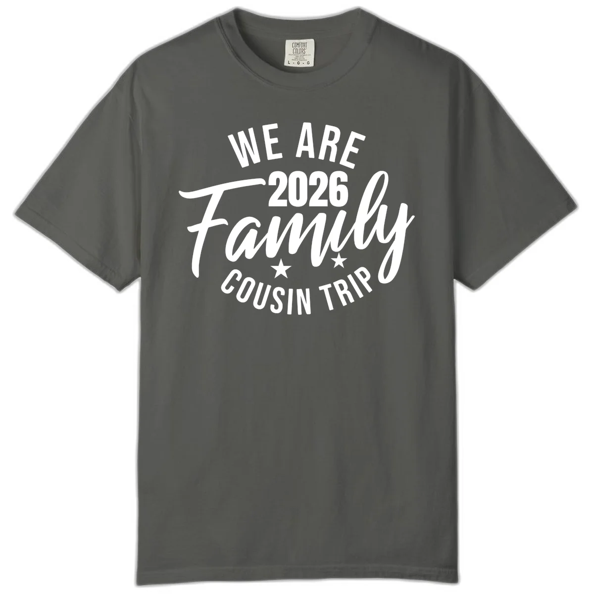 We Are 2026 Family Cousin Trip Comfort Colors Tee in Pepper