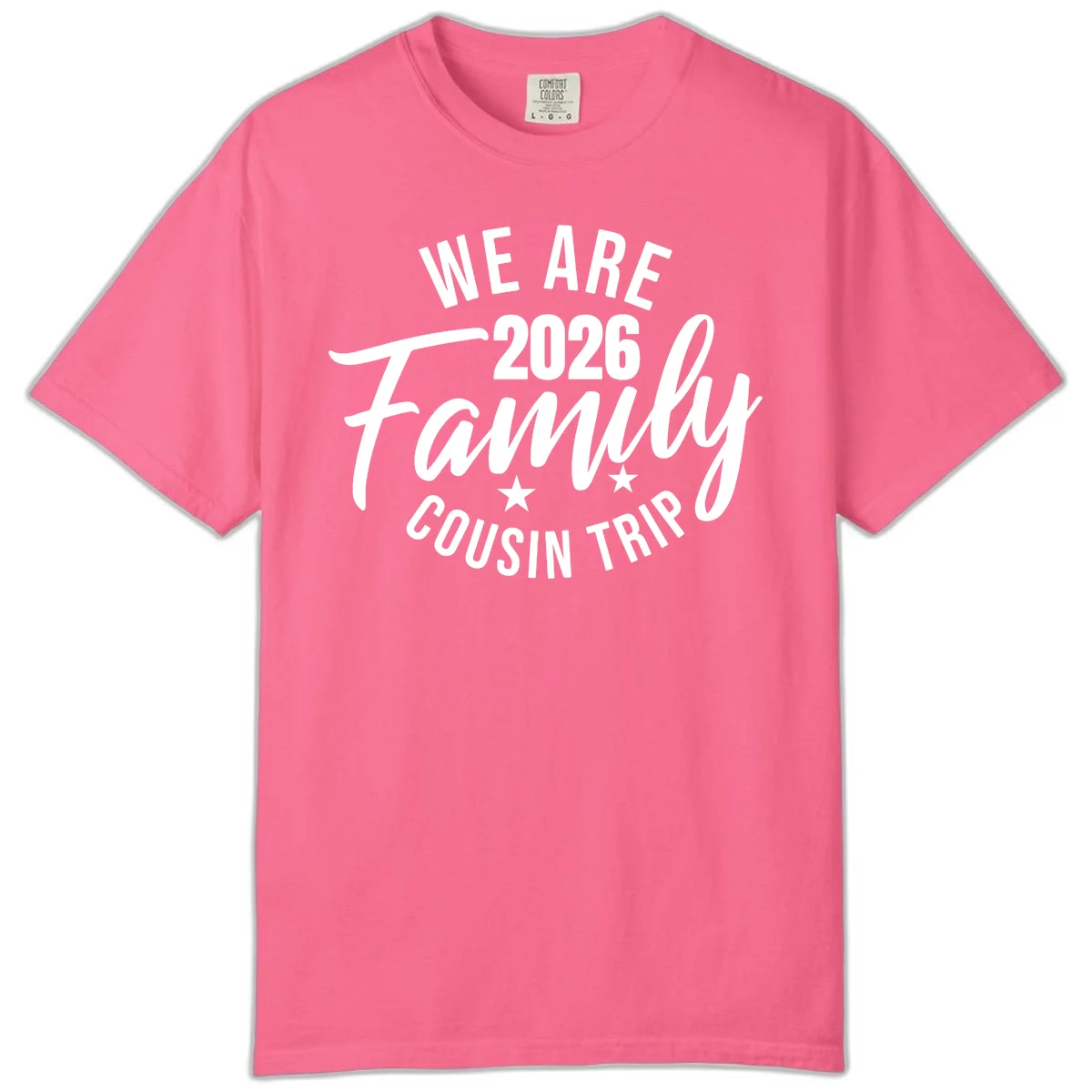 We Are 2026 Family Cousin Trip Comfort Colors Tee in Crunchberry