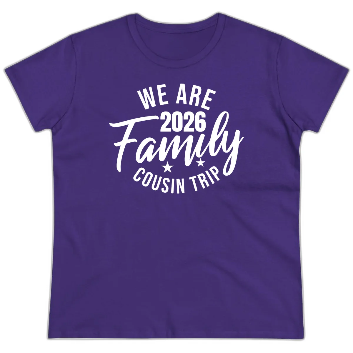 We Are 2026 Family Cousin Trip Ladies Cruise Tee in Purple