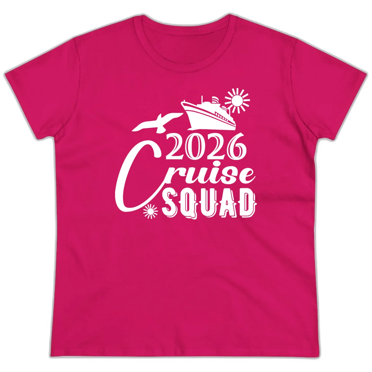 2026 Cruise Squad Ladies Tee in Heliconia