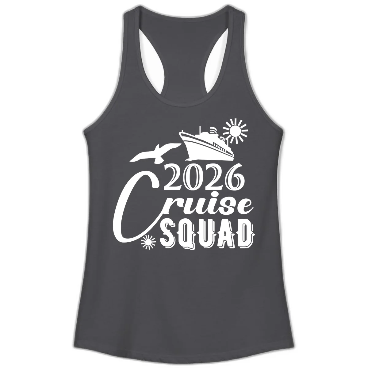 2026 Cruise Squad Ladies Tank in Solid Dark Gray