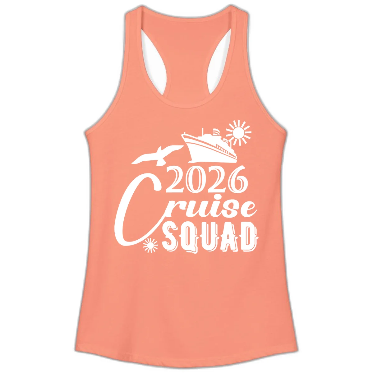 2026 Cruise Squad Ladies Tank in Solid Light Orange