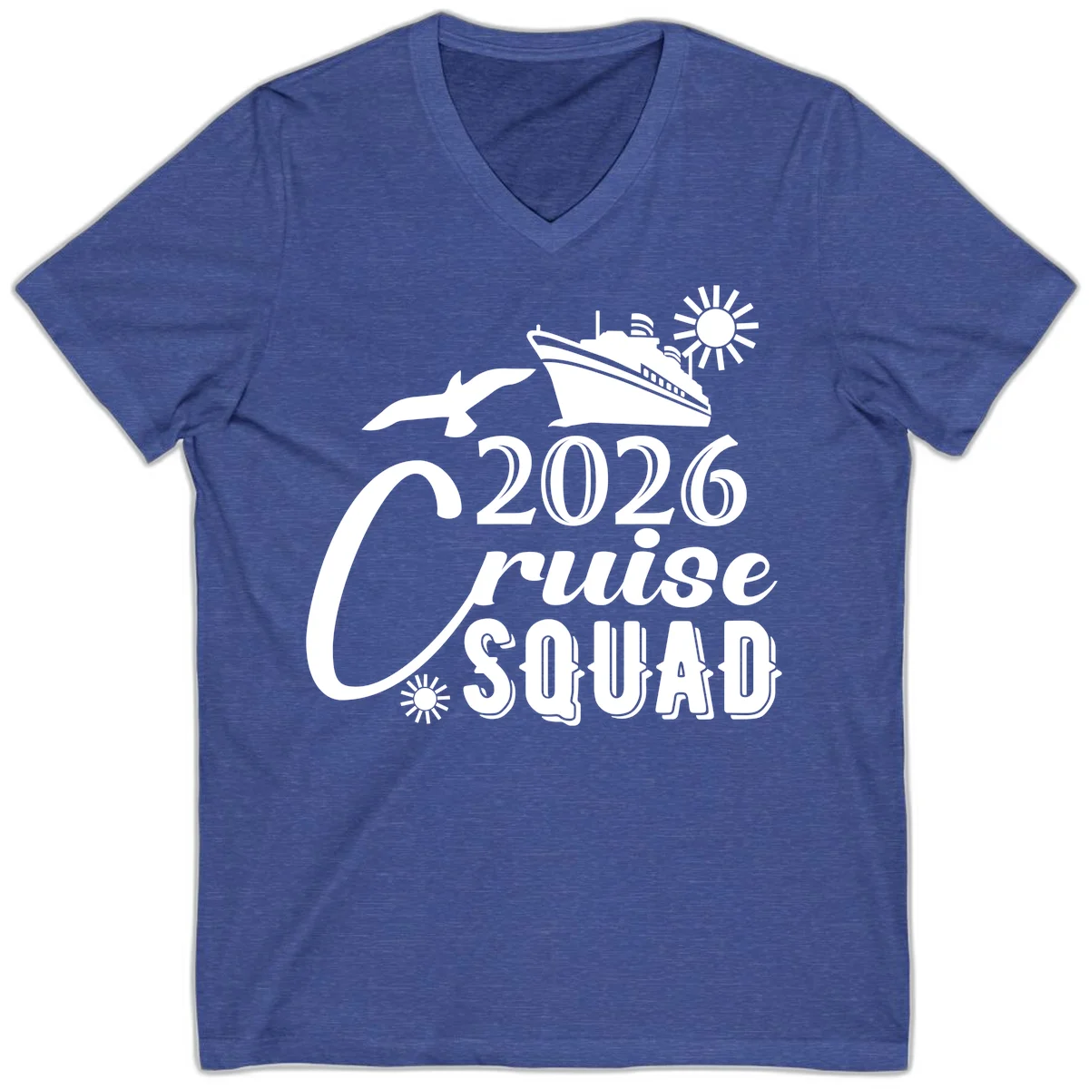 2026 Cruise Squad V-Neck in Heather True Royal