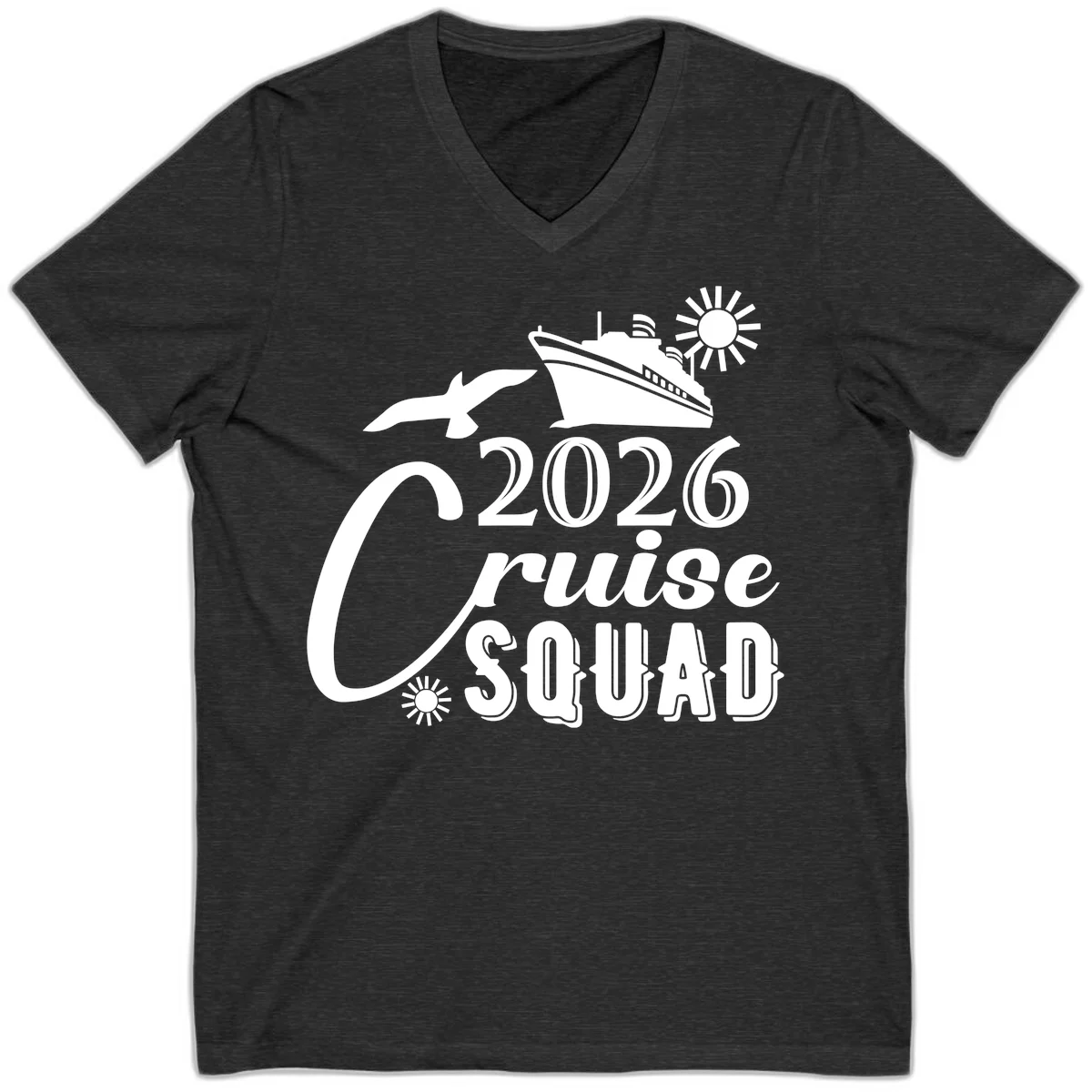2026 Cruise Squad V-Neck in Dark Grey Heather
