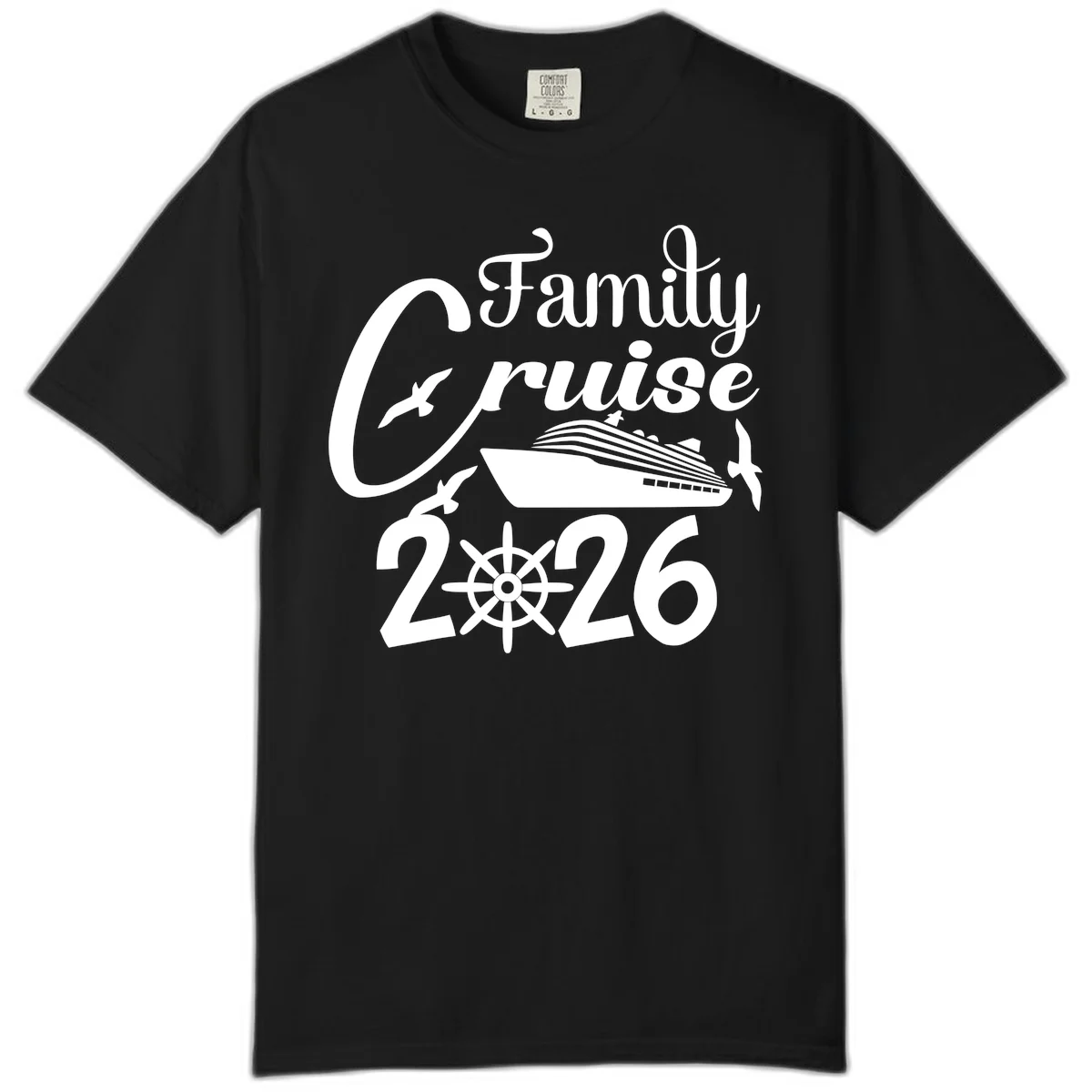 Family Cruise 2026 Comfort Color Tee in Black