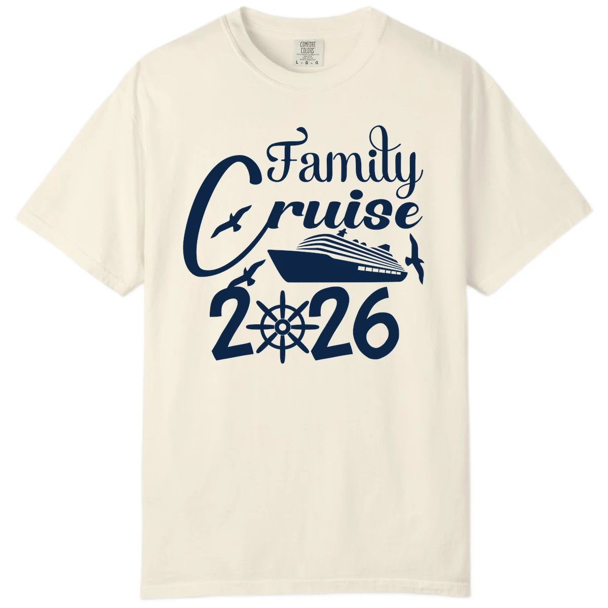 Family Cruise 2026 Comfort Color Tee in Ivory