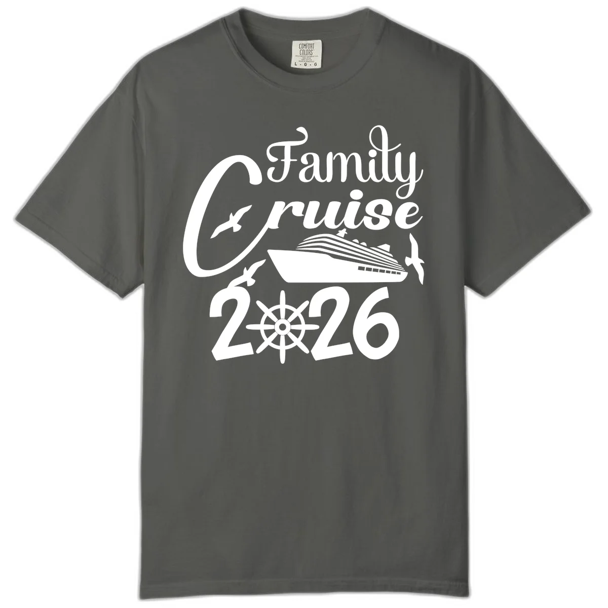 Family Cruise 2026 Comfort Color Tee in Pepper
