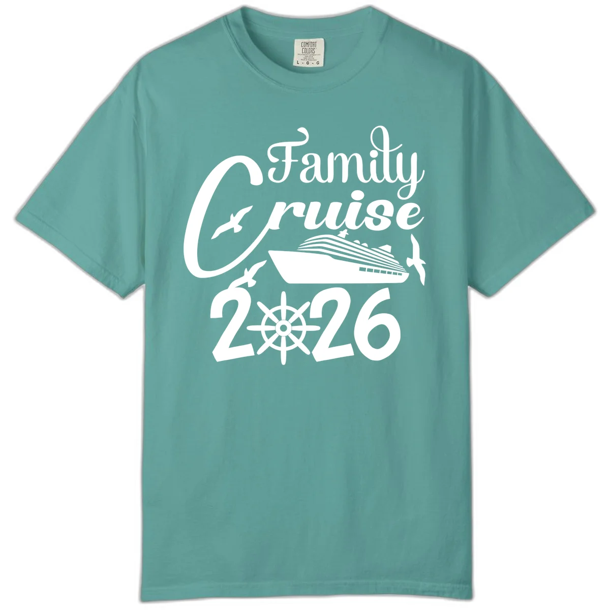 Family Cruise 2026 Comfort Color Tee in Seafoam