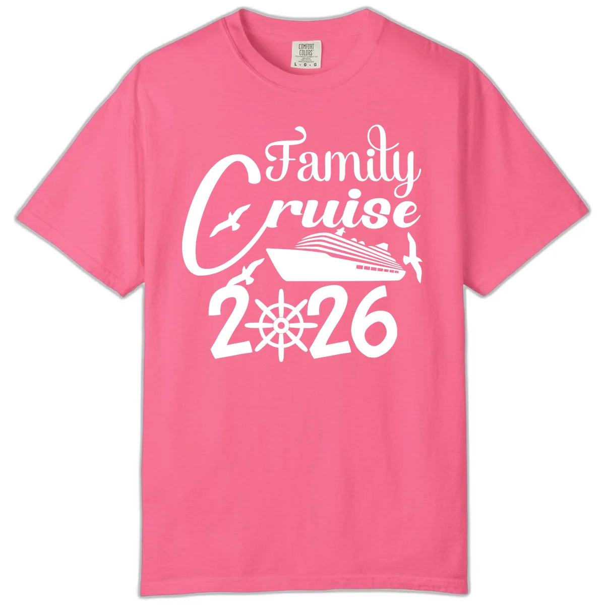 Family Cruise 2026 Comfort Color Tee in Crunchberry