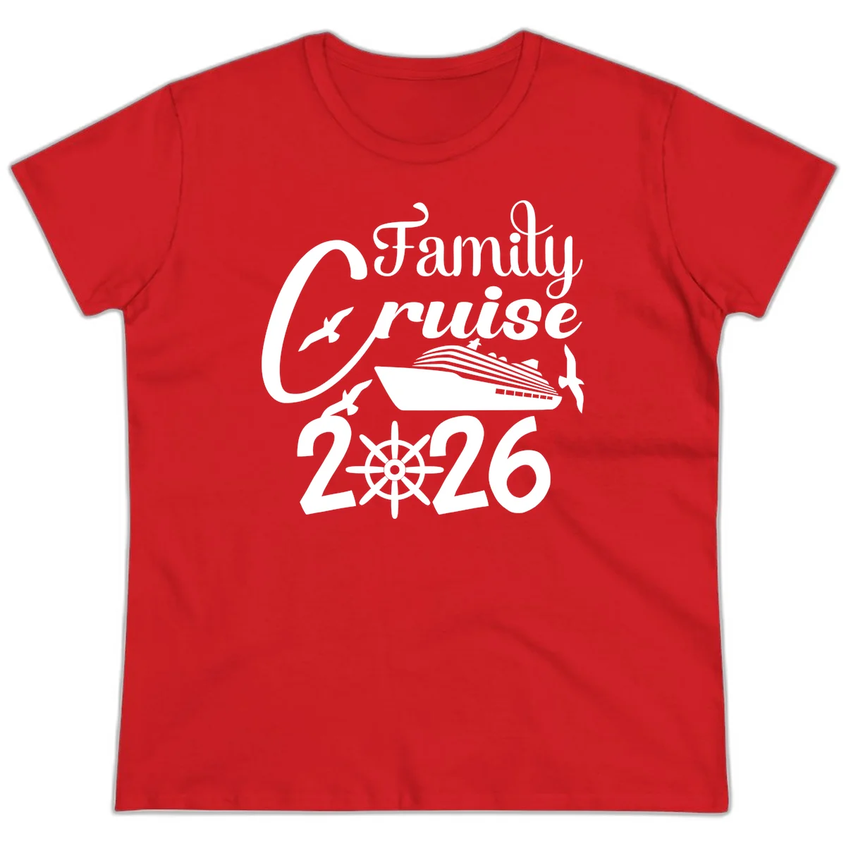 Family Cruise 2026 Ladies Tee in Red