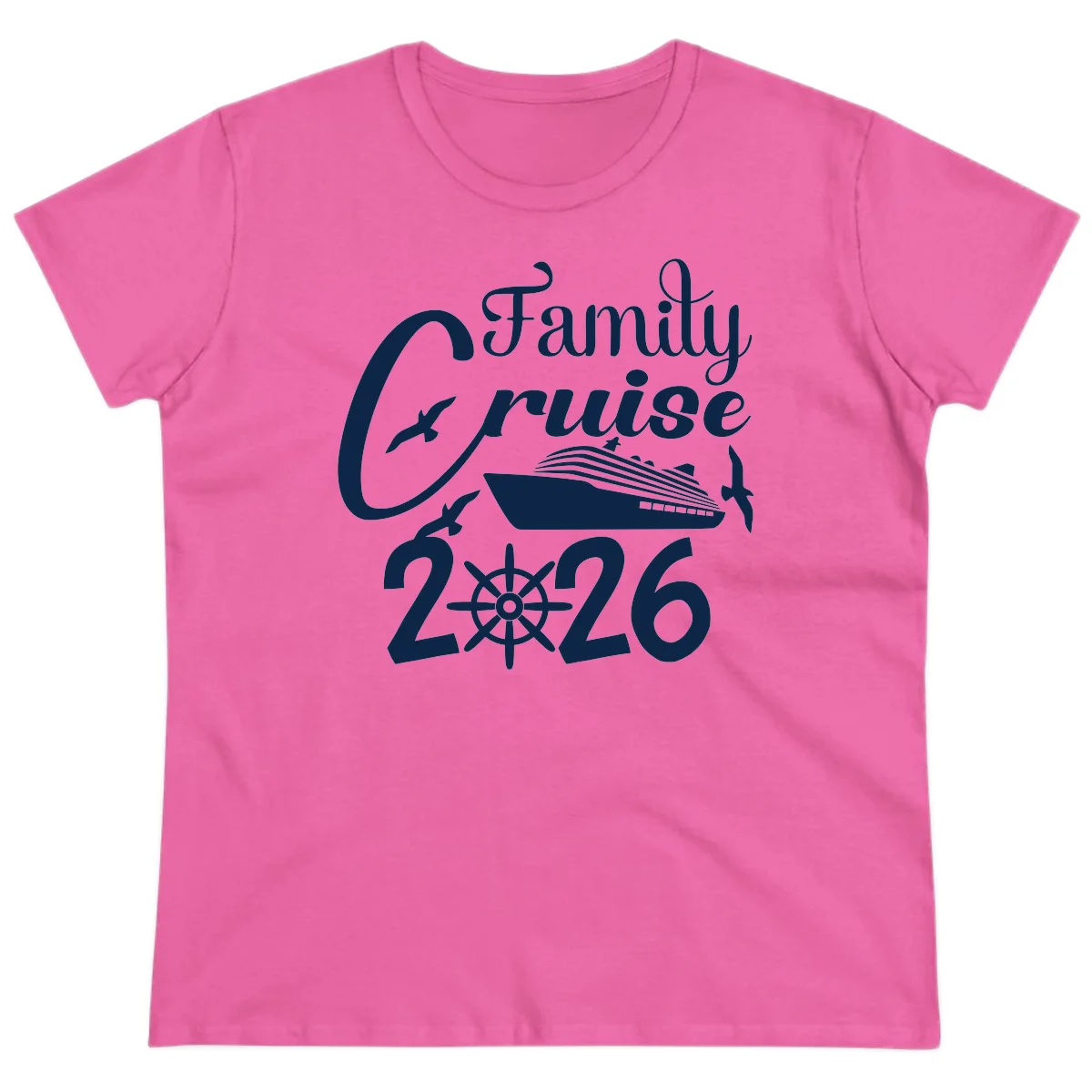 Family Cruise 2026 Ladies Tee in Azalea