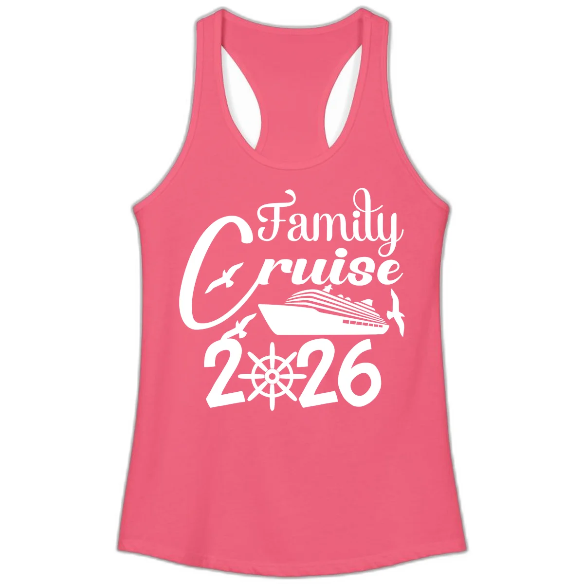 Family Cruise 2026 Ladies Tank in Hot Pink