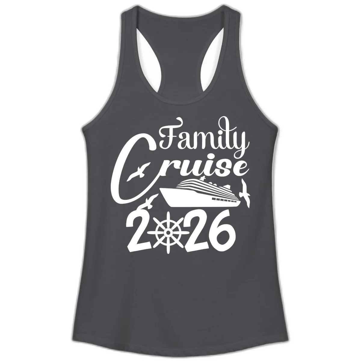 Family Cruise 2026 Ladies Tank in Solid Dark Gray
