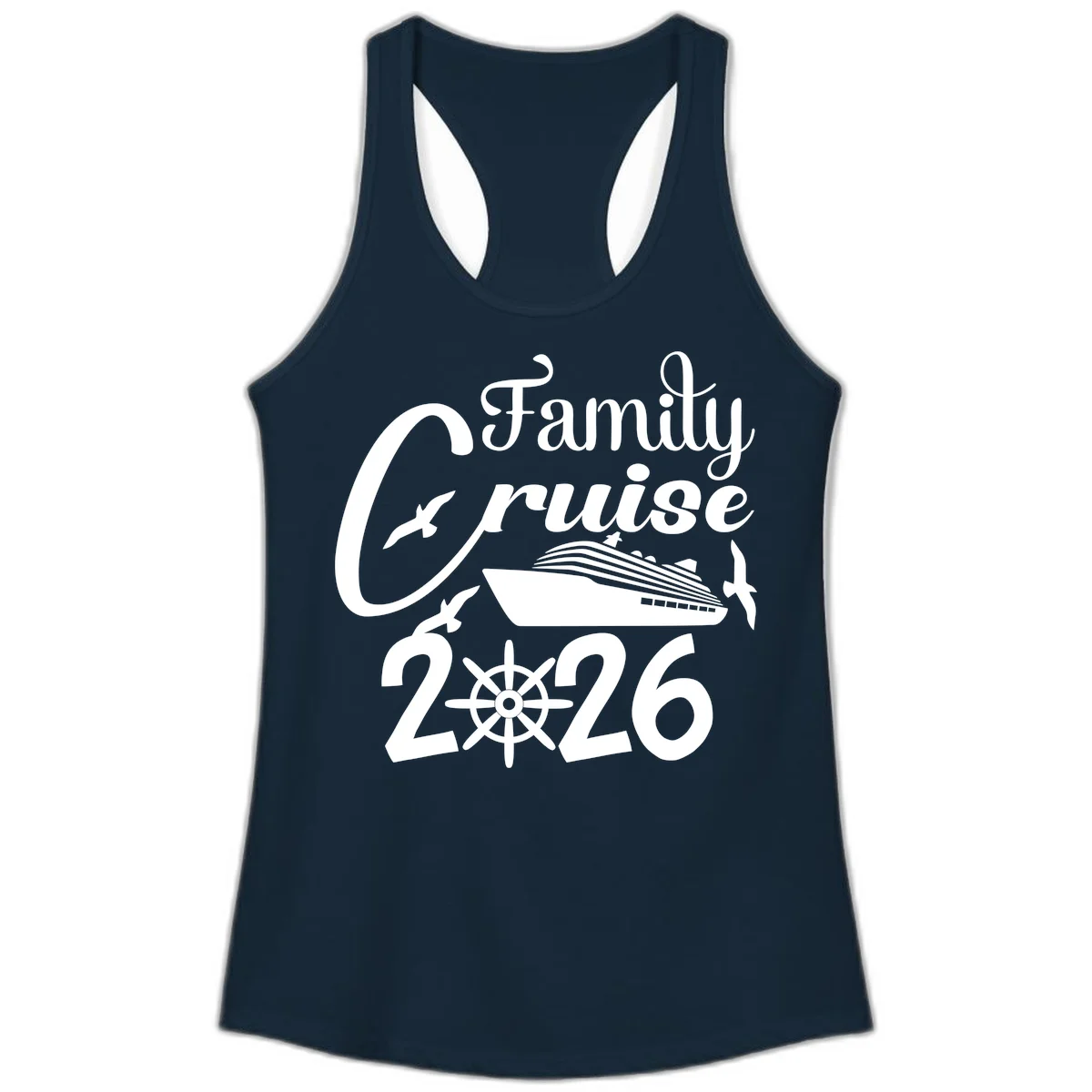Family Cruise 2026 Ladies Tank in Solid Midnight Navy