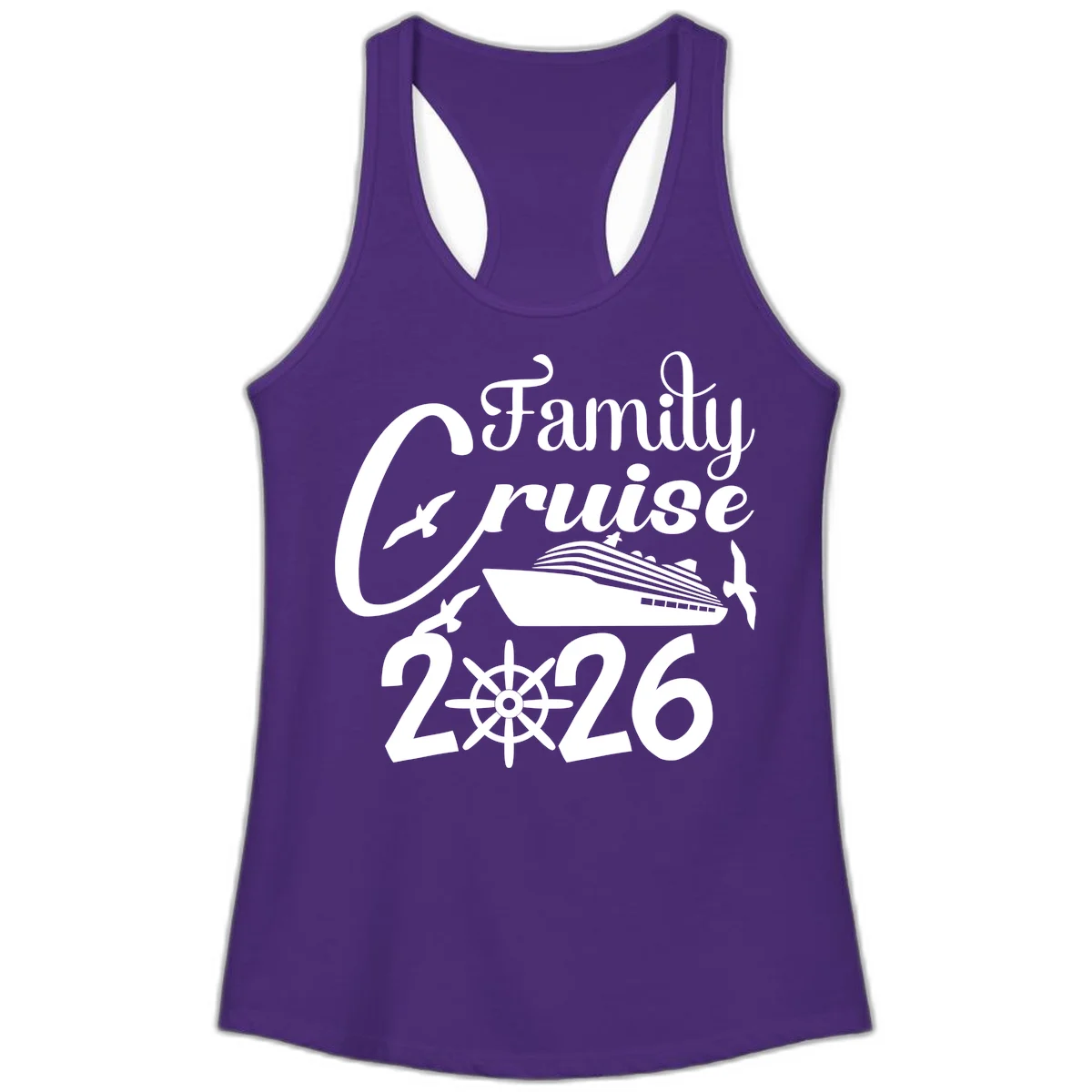 Family Cruise 2026 Ladies Tank in Solid Purple Rush
