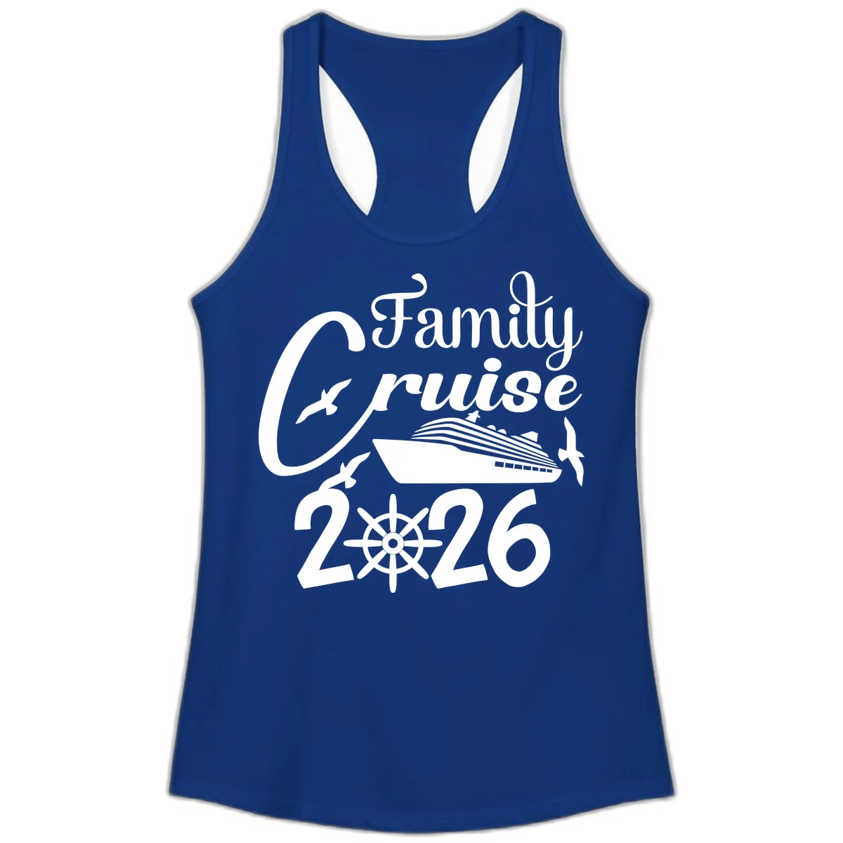 Family Cruise 2026 Ladies Tank in Solid Royal
