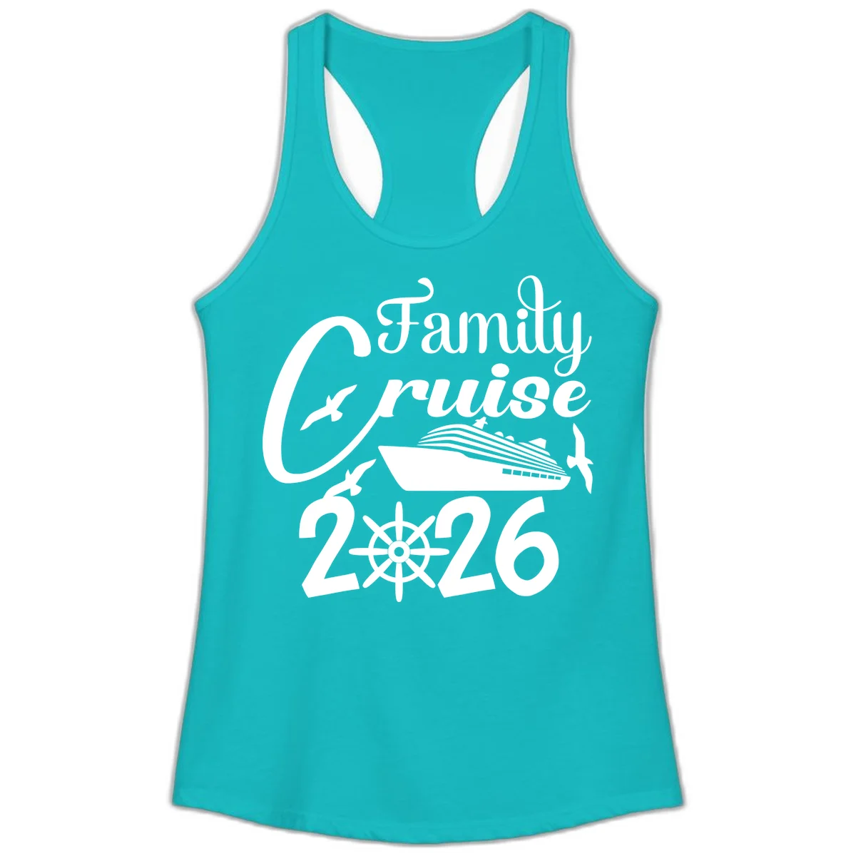 Family Cruise 2026 Ladies Tank in Tahiti Blue