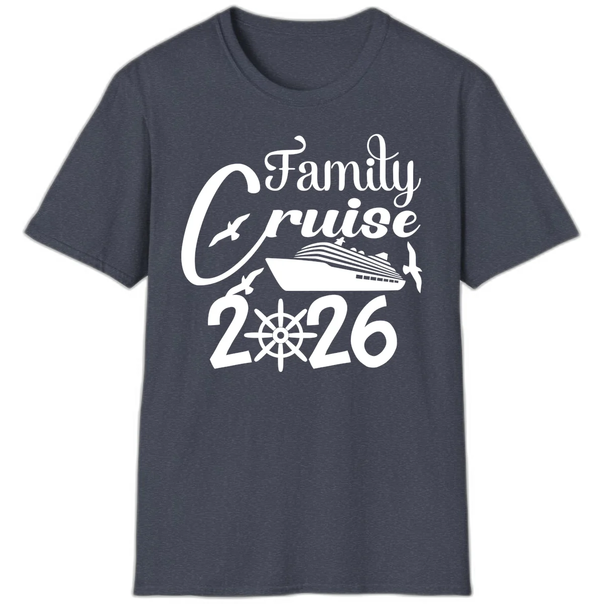 Family Cruise 2026 T-Shirt in Heather Navy