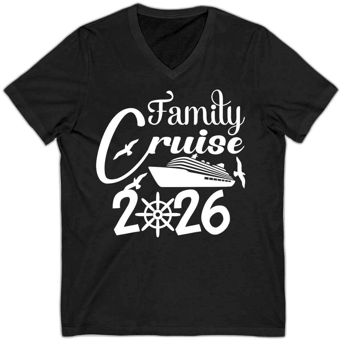 Family Cruise 2026 V-Neck in Black