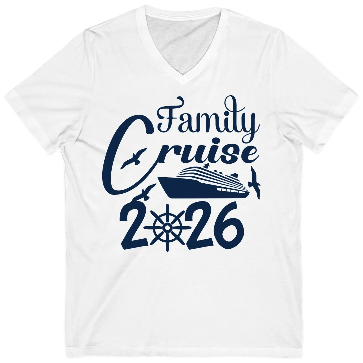 Family Cruise 2026 V-Neck in White