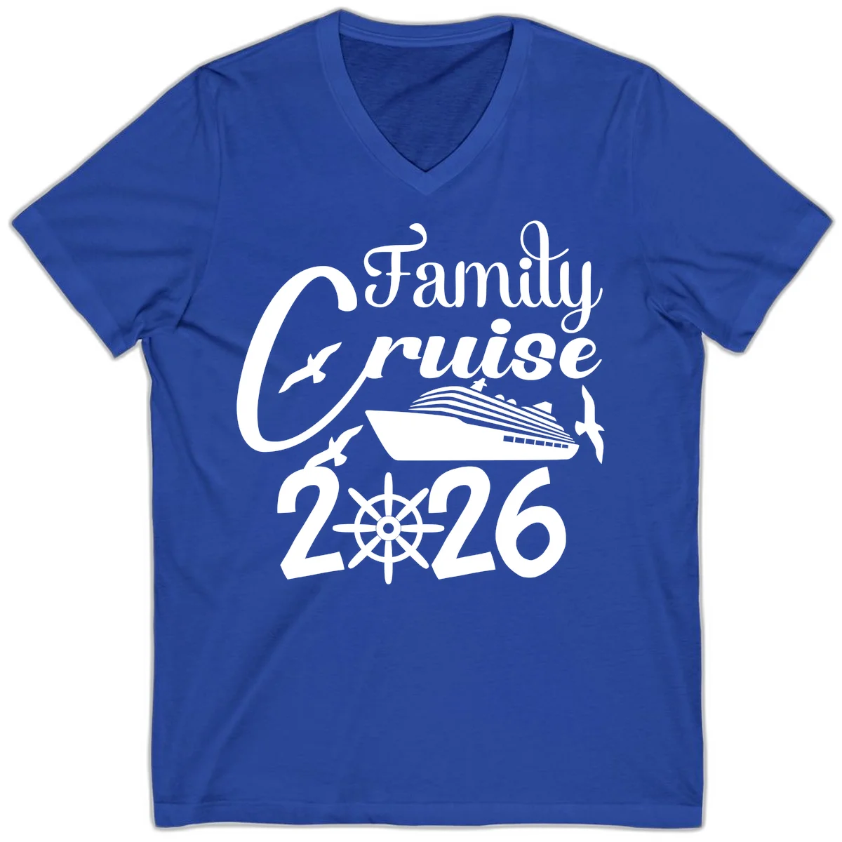 Family Cruise 2026 V-Neck in True Royal