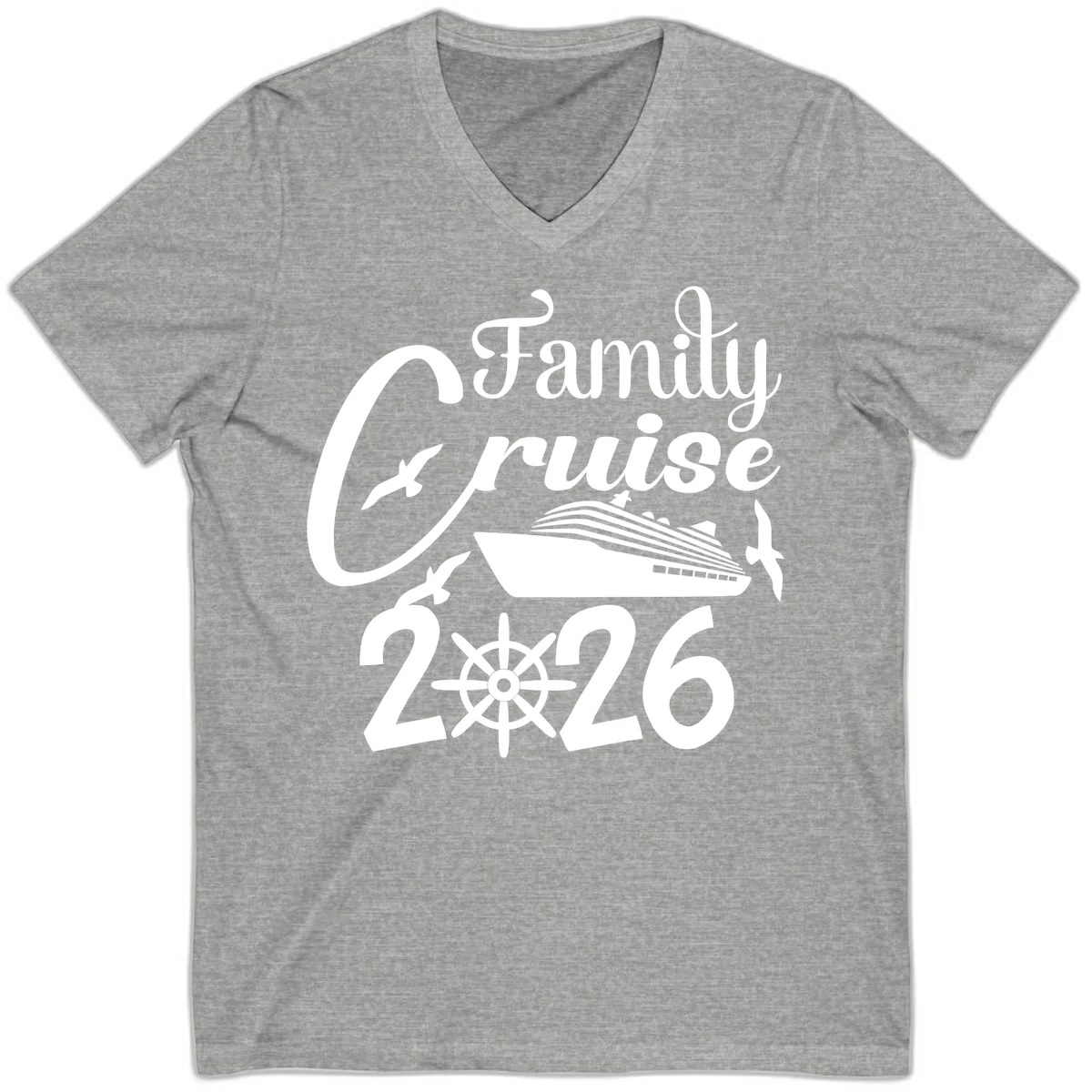 Family Cruise 2026 V-Neck in Athletic Heather