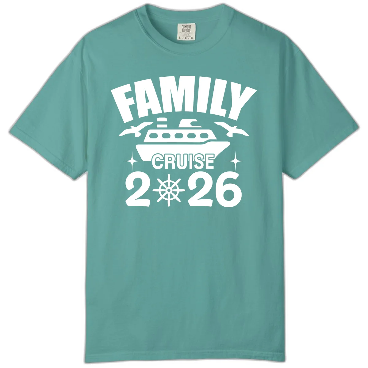 Family Cruise 2026 Comfort Color T-Shirt in Seafoam