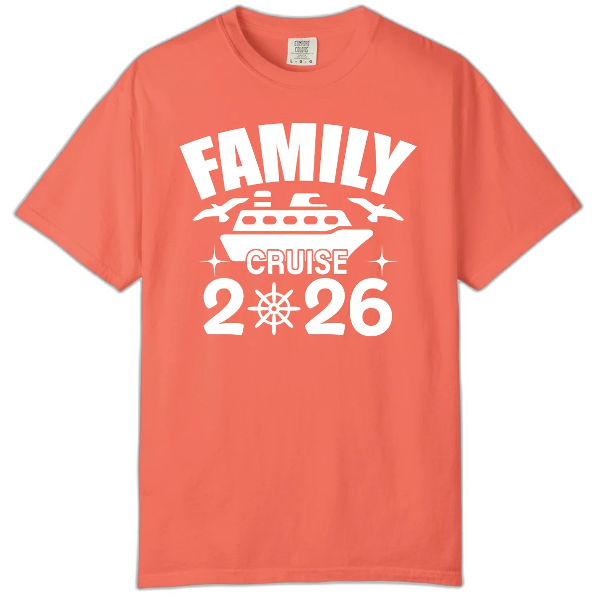 Family Cruise 2026 Comfort Color T-Shirt in Bright Salmon