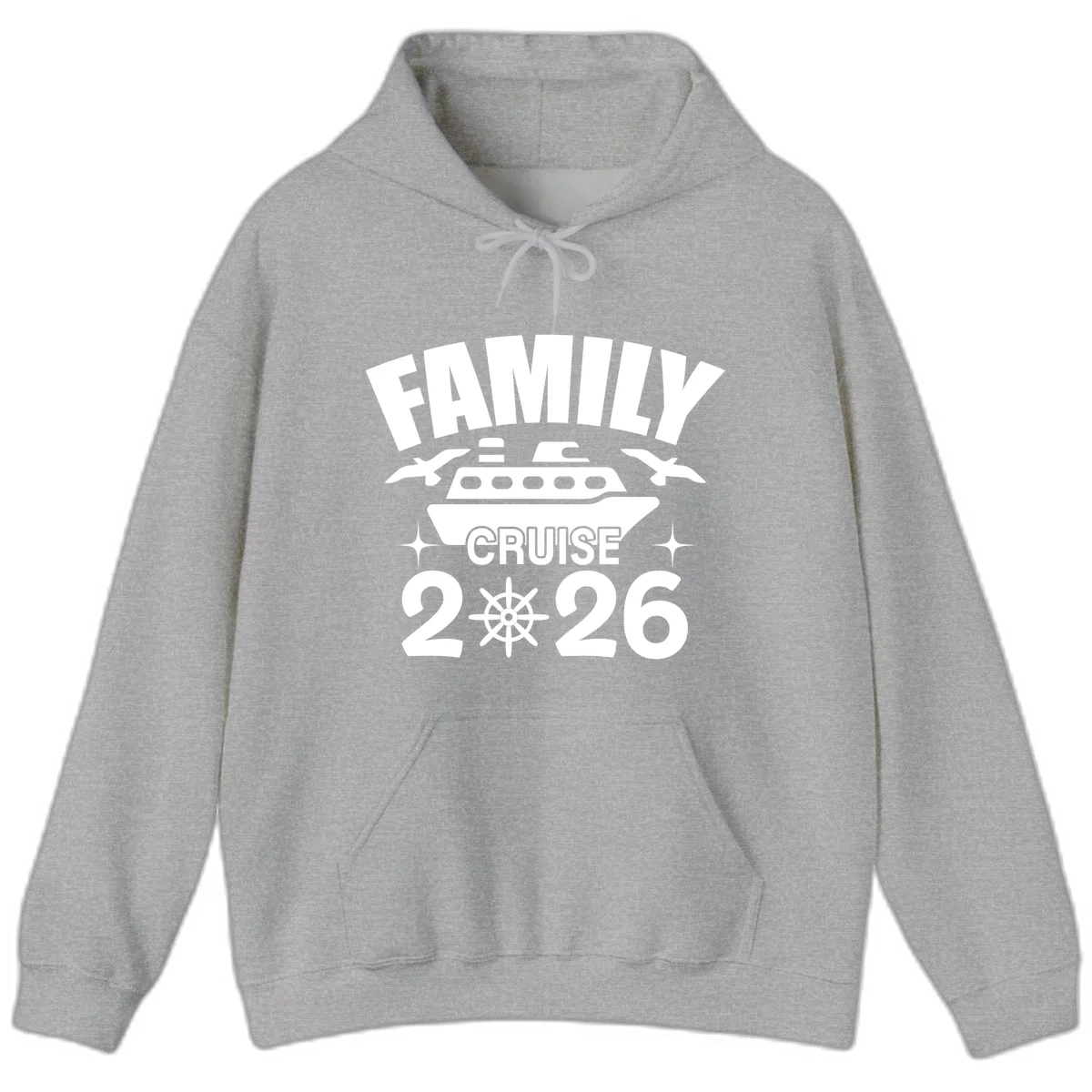 Family Cruise 2026 Matching Vacation Hoodie in Sport Grey