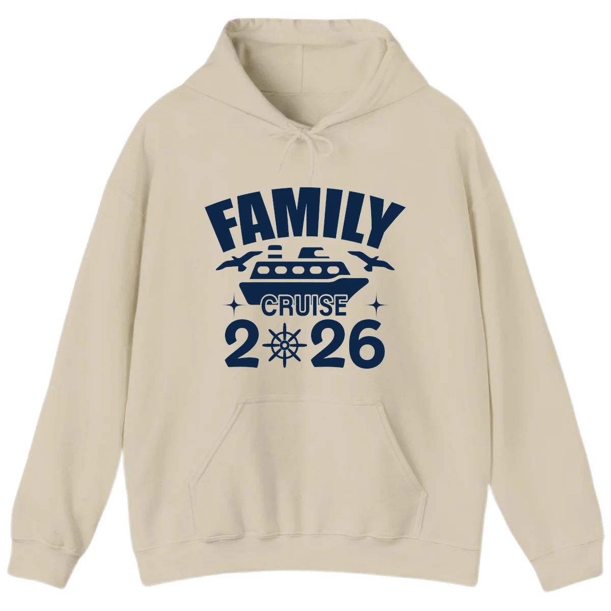 Family Cruise 2026 Matching Vacation Hoodie in Sand