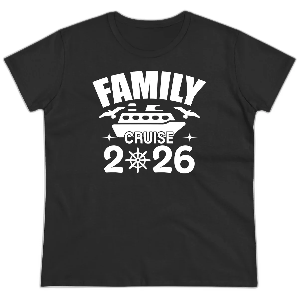 Family Cruise 2026 Matching Ladies Vacation Tee in Black