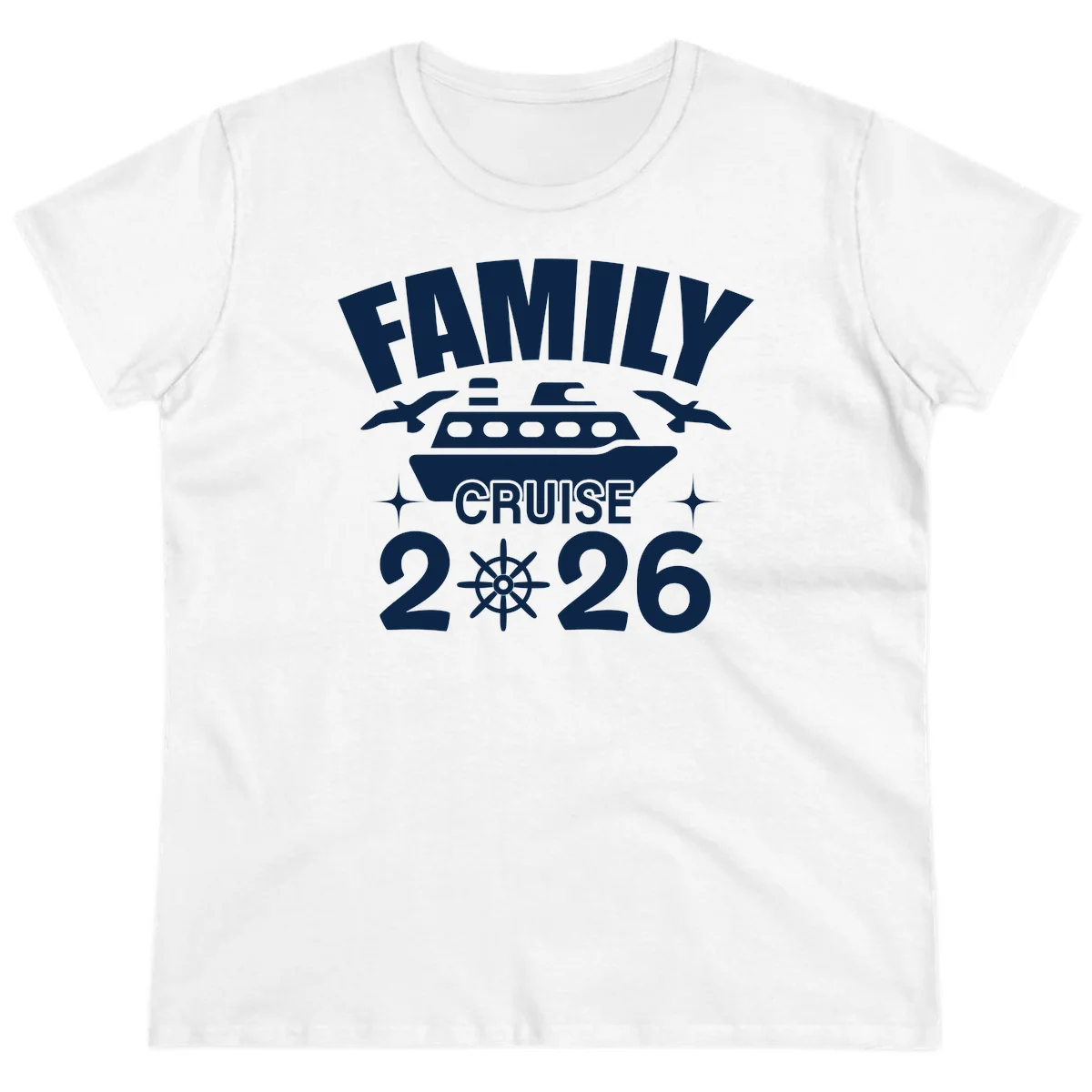 Family Cruise 2026 Matching Ladies Vacation Tee in White