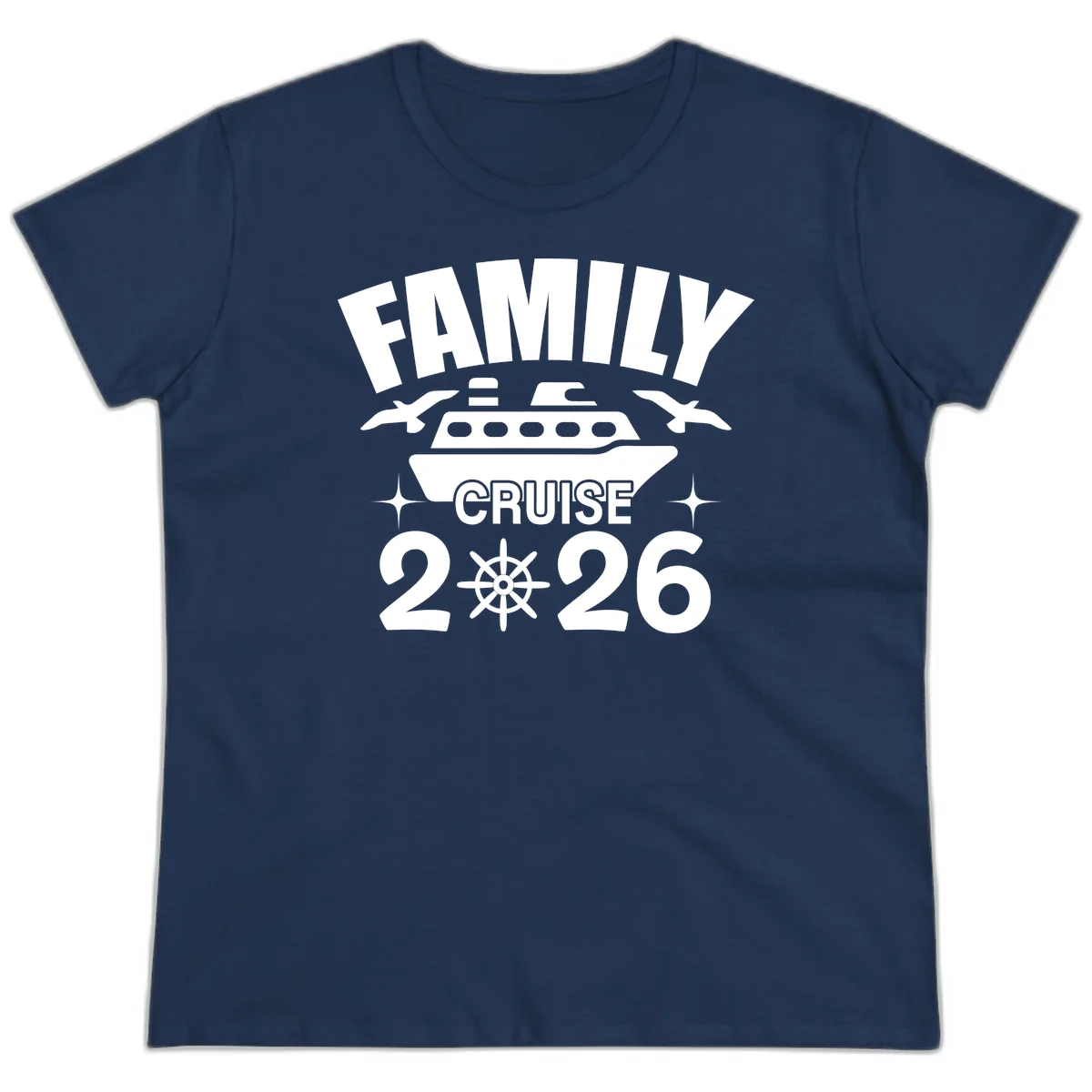 Family Cruise 2026 Matching Ladies Vacation Tee in Navy