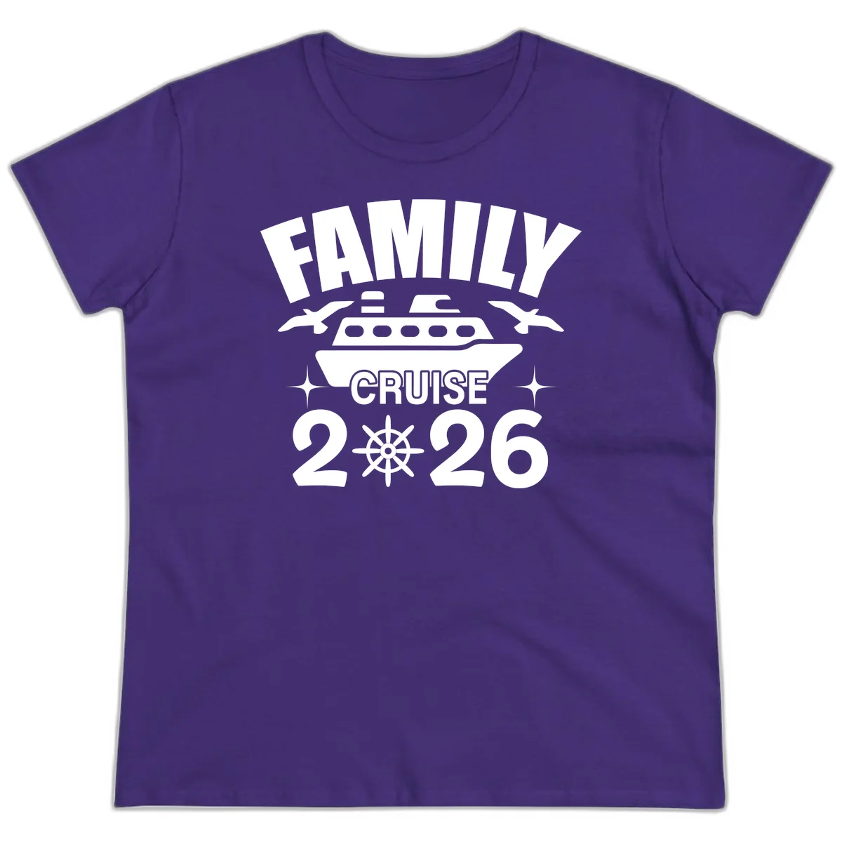 Family Cruise 2026 Matching Ladies Vacation Tee in Purple