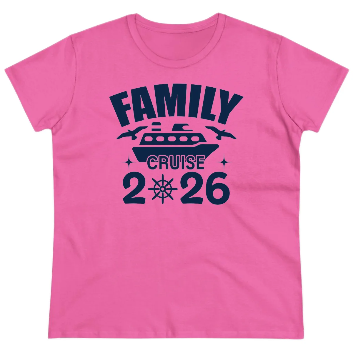 Family Cruise 2026 Matching Ladies Vacation Tee in Azalea