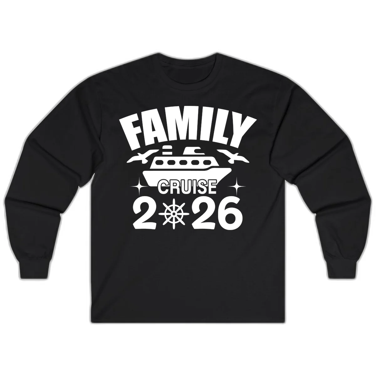 Family Cruise 2026 Long Sleeve T-Shirt in Black