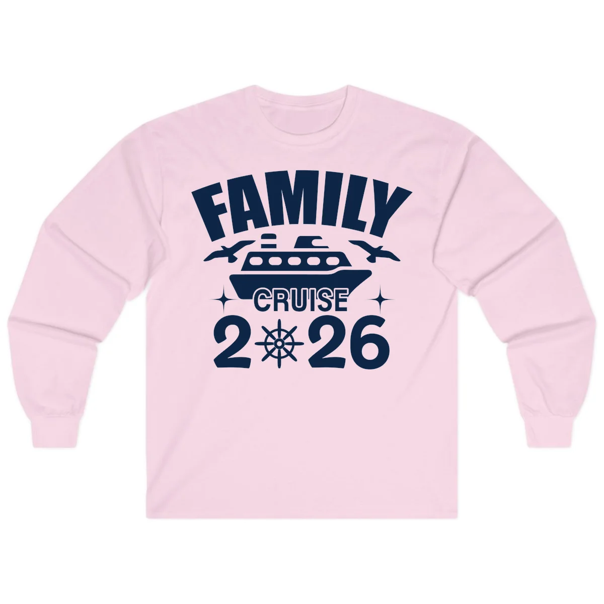 Family Cruise 2026 Long Sleeve T-Shirt in Light Pink