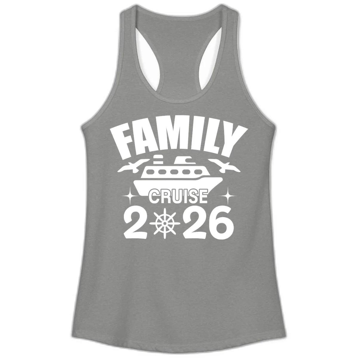 Family Cruise 2026 Matching Ladies Tank Top in Heather Grey