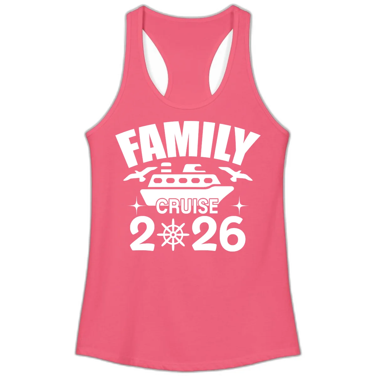 Family Cruise 2026 Matching Ladies Tank Top in Hot Pink