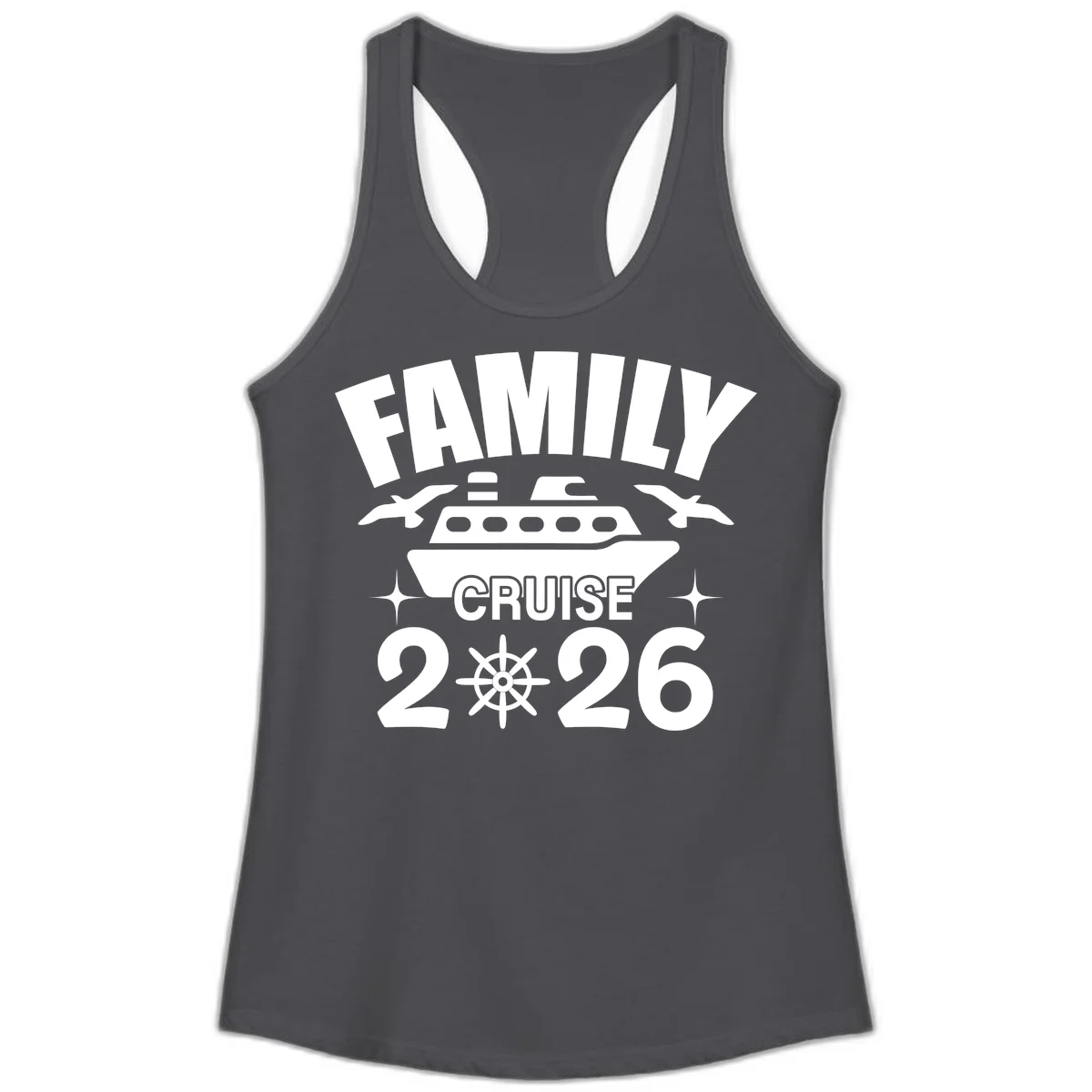 Family Cruise 2026 Matching Ladies Tank Top in Solid Dark Gray