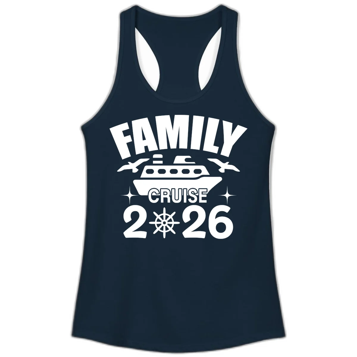Family Cruise 2026 Matching Ladies Tank Top in Solid Midnight Navy