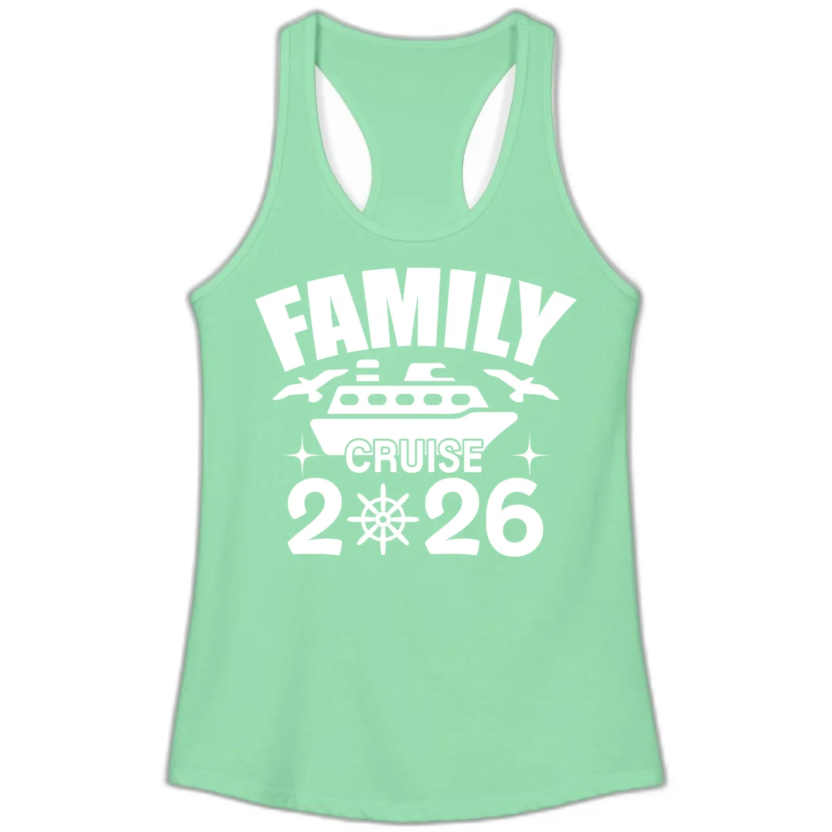 Family Cruise 2026 Matching Ladies Tank Top in Solid Mint