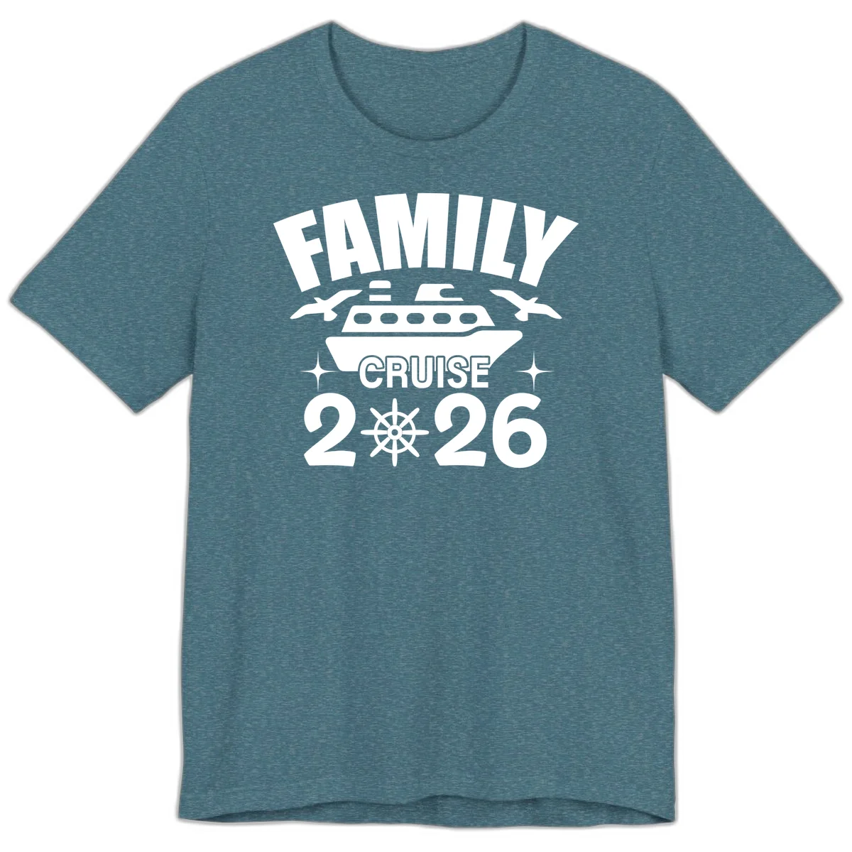 Family Cruise 2026 Nautical Group Premium T-Shirt in Heather Deep Teal