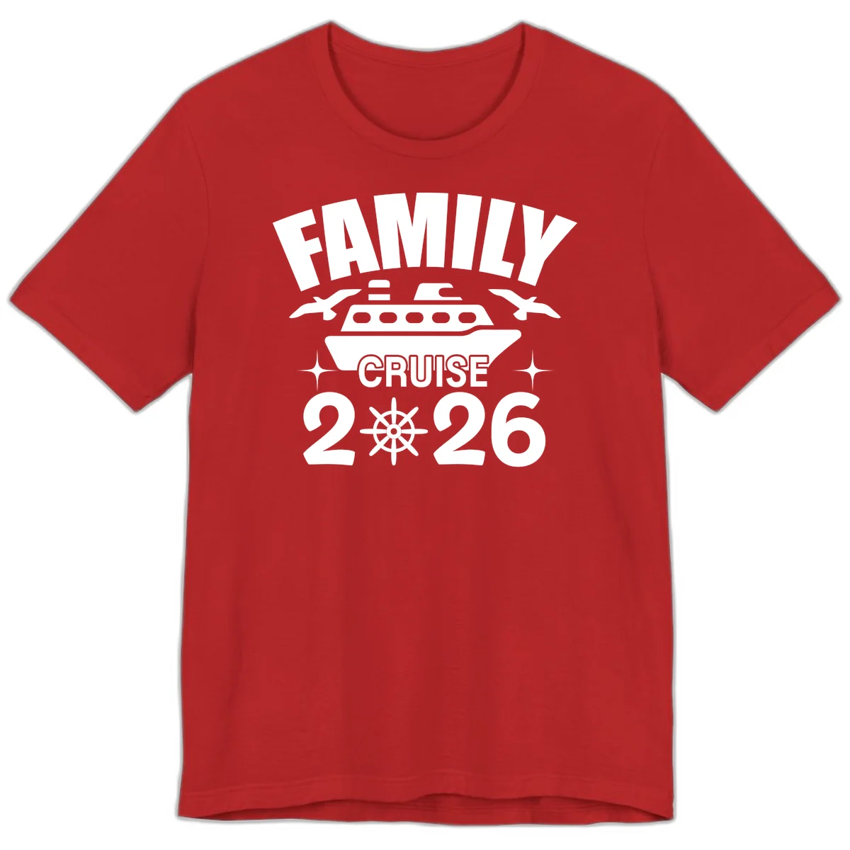 Family Cruise 2026 Nautical Group Premium T-Shirt in Red