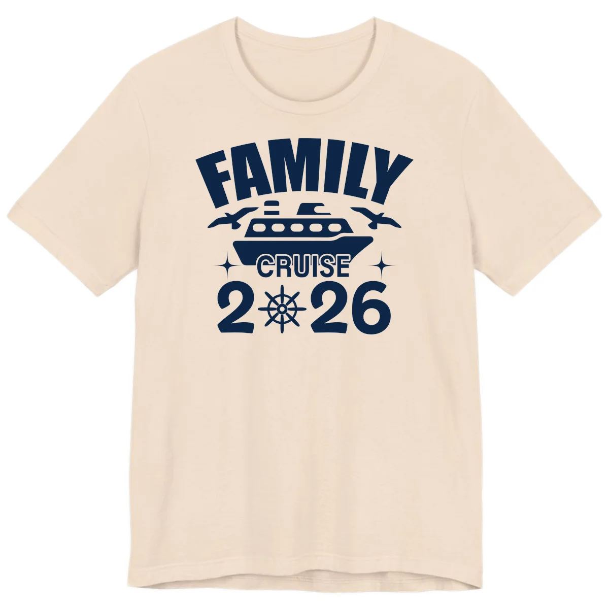 Family Cruise 2026 Nautical Group Premium T-Shirt in Soft Cream